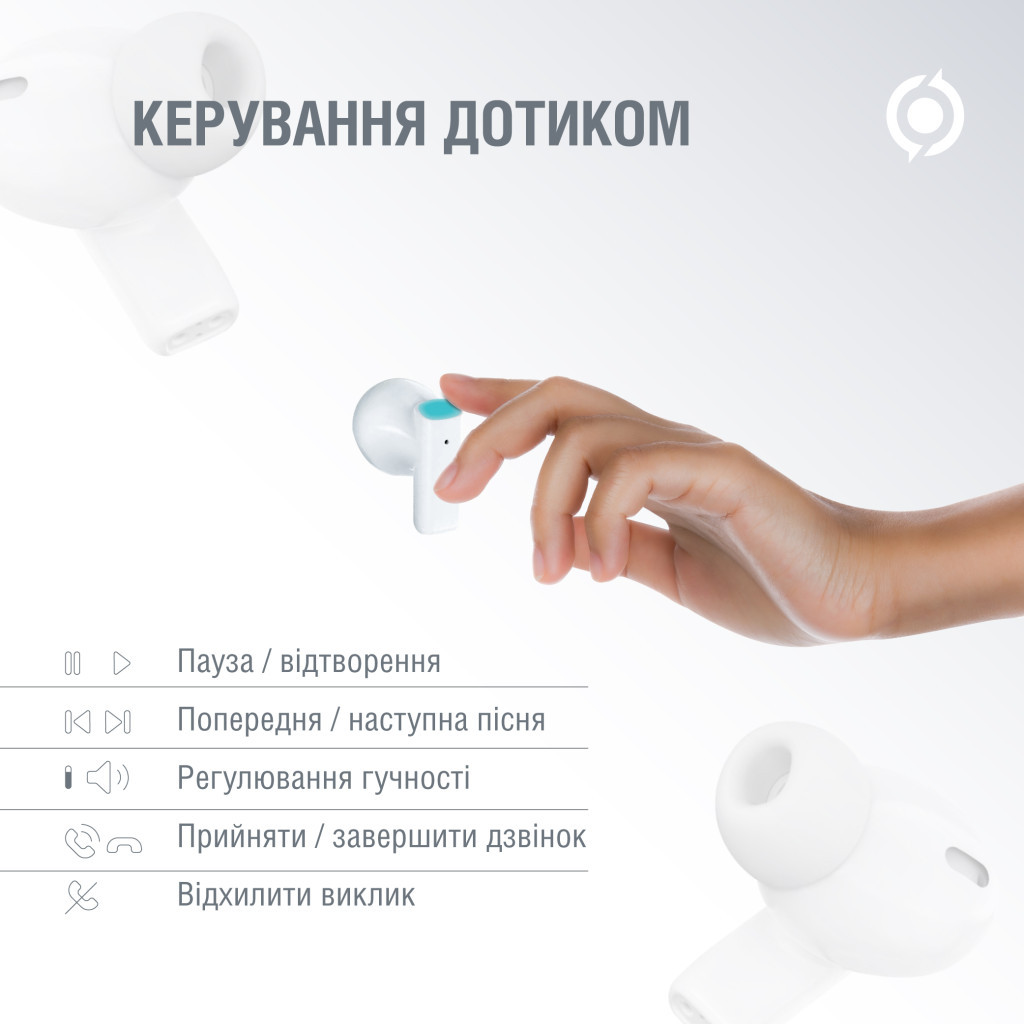 Навушники Piko TWS-HalfMoon White (1283126583391) - зображення 2