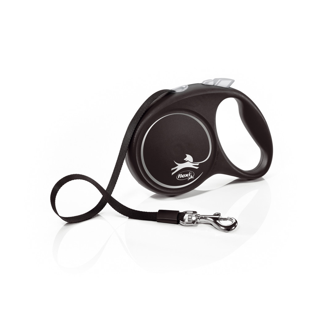 Повідець для собак Flexi Black Design М стрічка 5 м (чорний) (4000498034002) - зображення 1