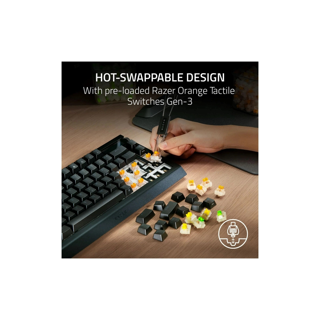 Клавіатура Razer BlackWidow V4 Pro 75 ISO Wireless/Bluetooth/USB UA Black (RZ03-05130300-R3E1) - зображення 8