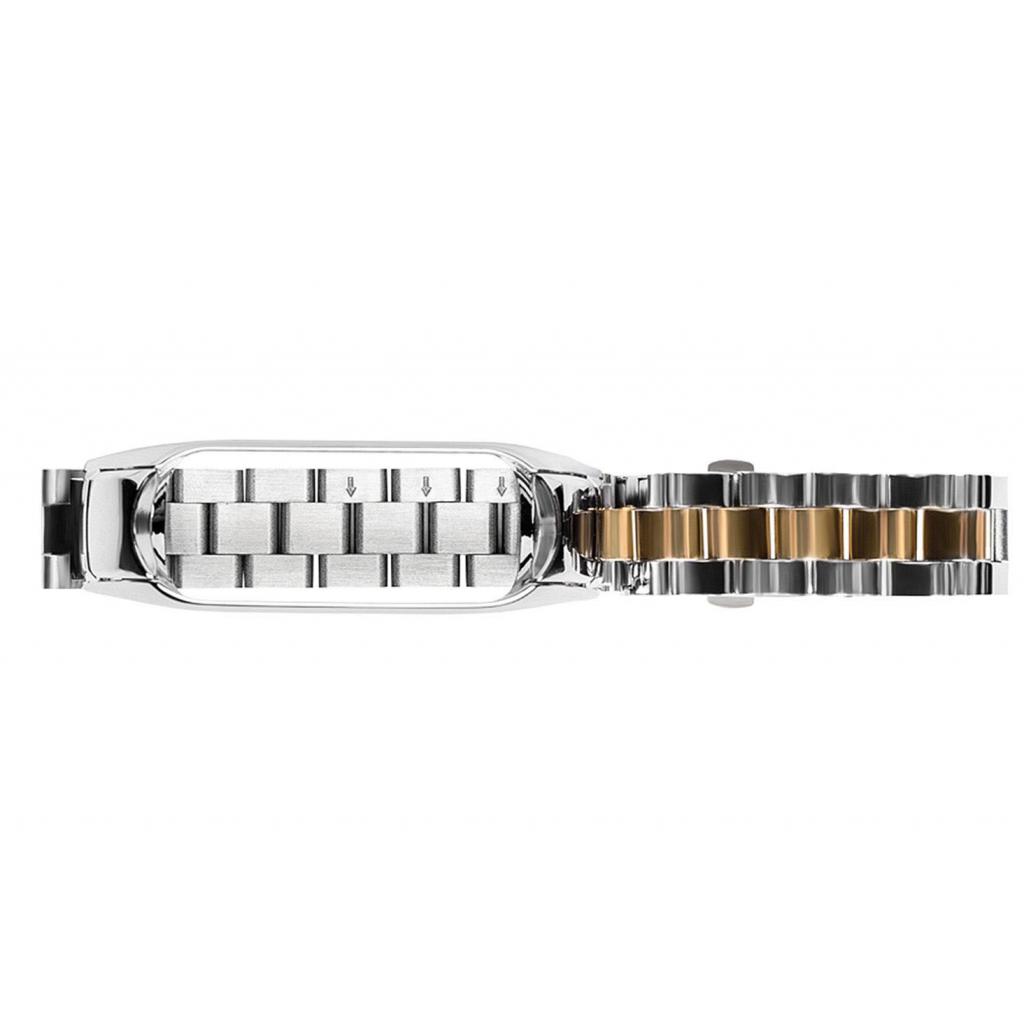 Ремінець до фітнес браслета XoKo Metal Jewerly для Xiaomi Mi Band 3/4 Silver-Gold (XK-XM-NO-SLVR) - зображення 2