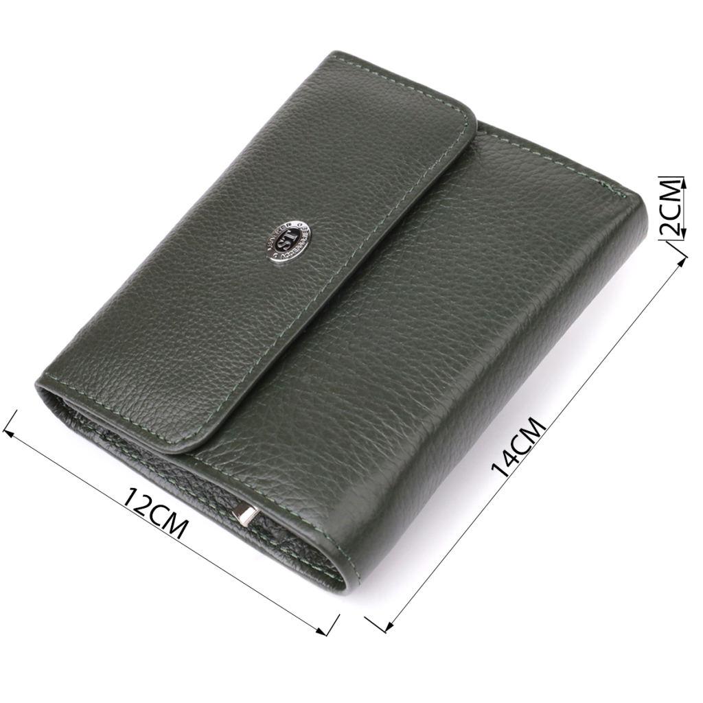 Гаманець ST Leather З натуральної шкіри Зелений (23074) - зображення 3