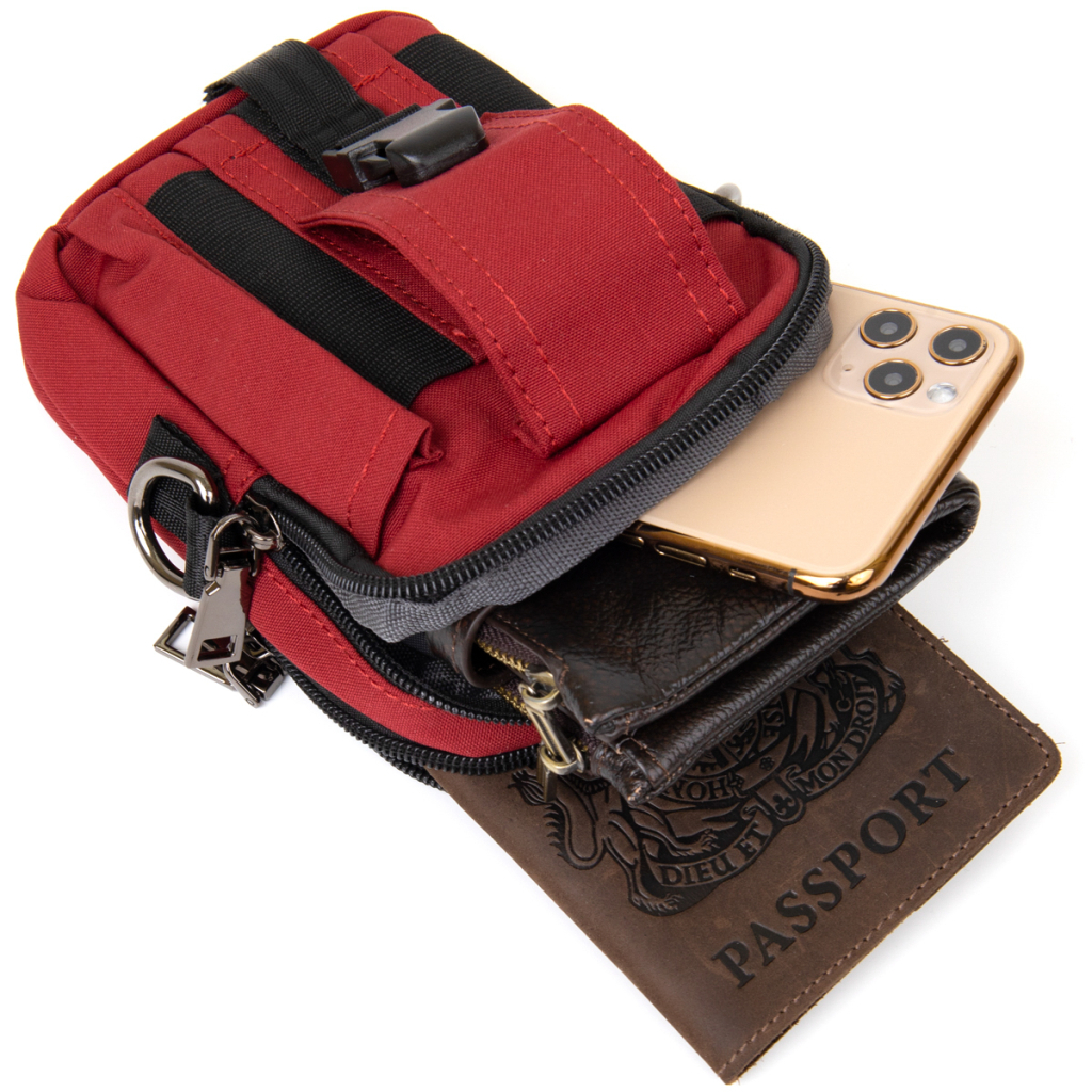 Сумка Vintage На пояс нейлон Червона (20647) - зображення 5