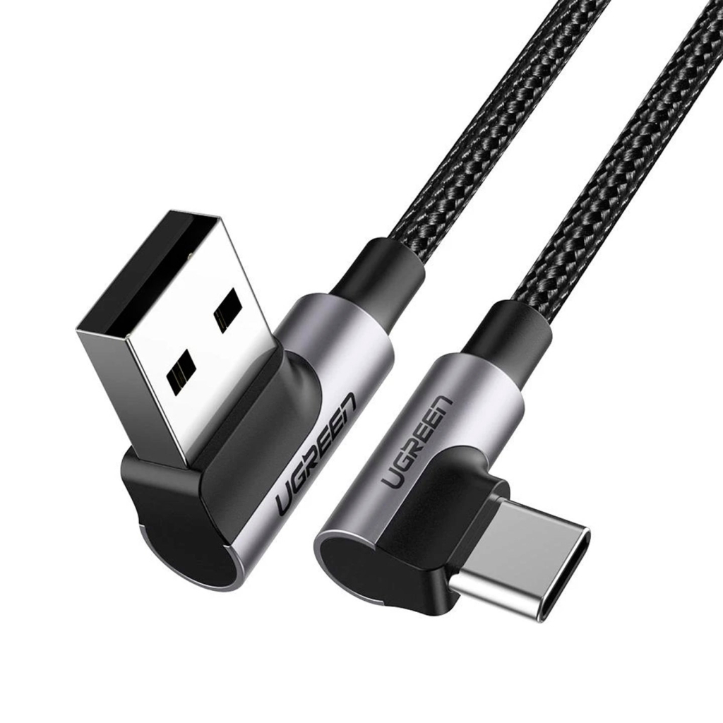 Дата кабель USB 2.0 AM to USB-C 3.0m 3A 90° corner US176 black Ugreen (70875) - зображення 4