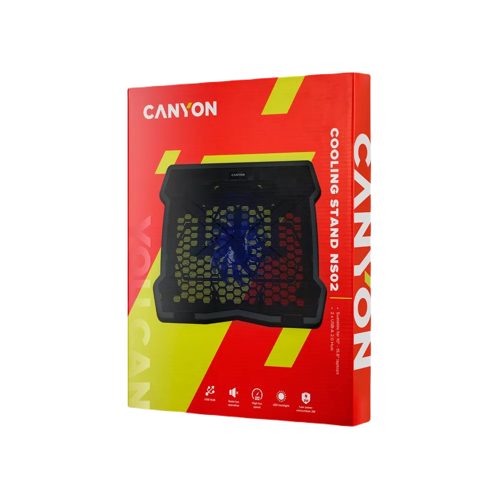 Підставка до ноутбука Canyon NS02, 10-15.6 laptop, single fan with 2x2.0 USB hub (CNE-HNS02) - зображення 4