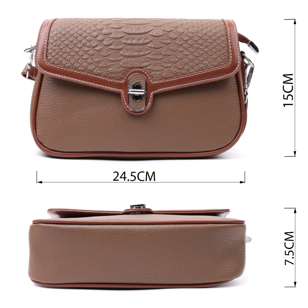 Сумка Vintage Жіноча з фактурним клапаном з натуральної шкіри Коричнева (22621) - зображення 3