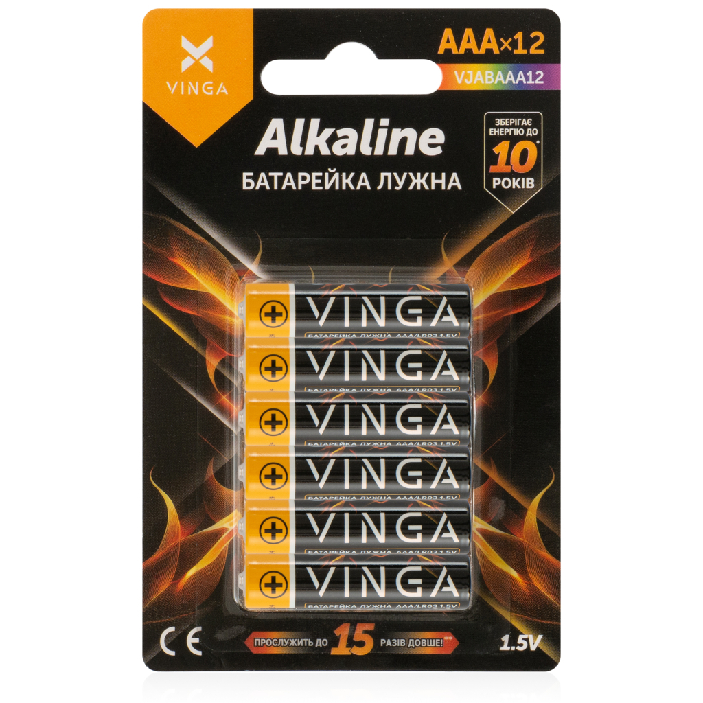 Батарейка AAA LR03 Alkaline 12pcs Blister Vinga (VJABAAA12) - изображение 1
