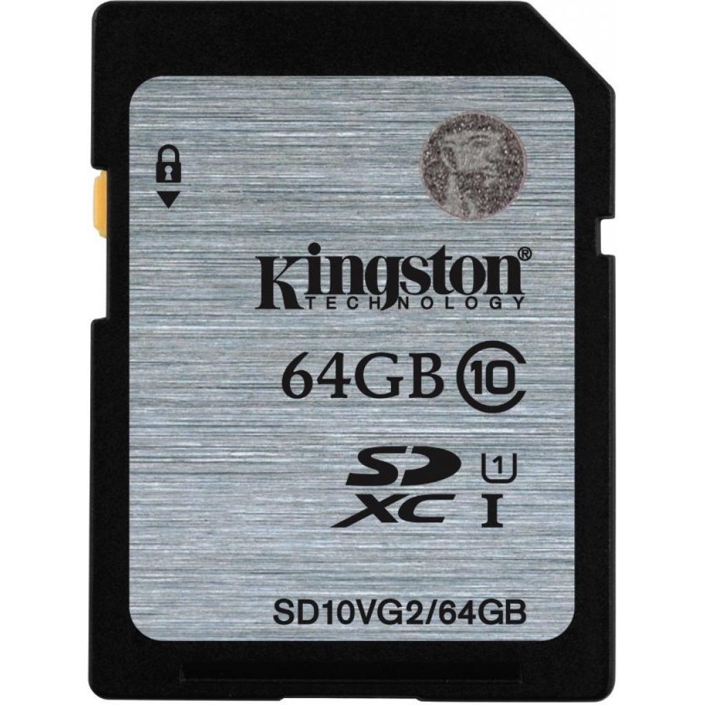 Карта пам'яті Kingston 64GB SDXC Class10 UHS-I (SD10VG2/64GB) - зображення 1
