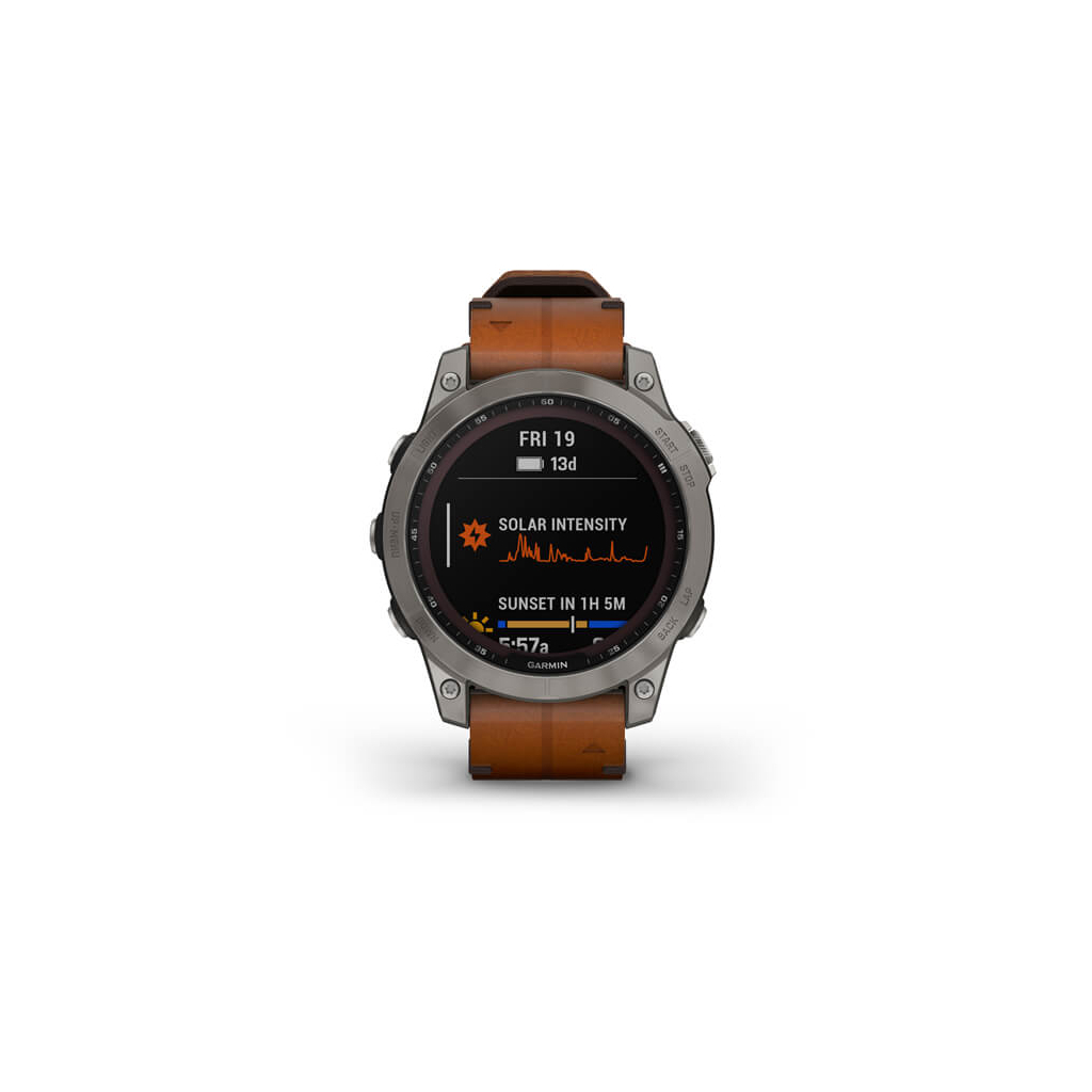 Смарт-годинник Garmin fenix 7 Sapph Solar Titanium w/ Chestnut Leather Band, GPS (010-02540-31) - зображення 1