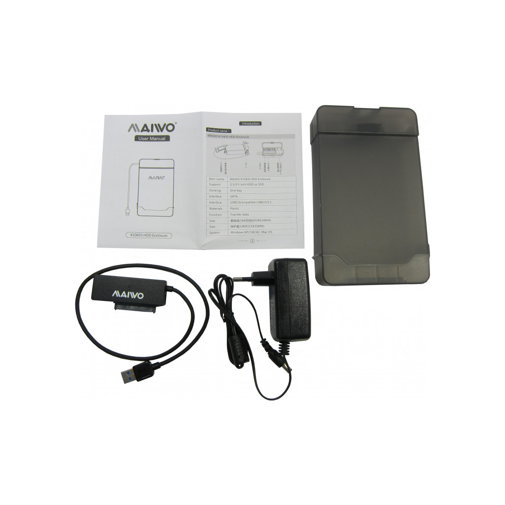 Кишеня зовнішня Maiwo K104A USB 3.0 - SATA III, с блоком питания 12В/2А (K10435) - зображення 6