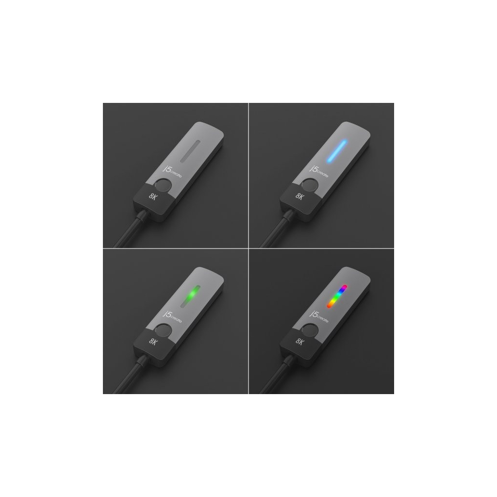 Перехідник USB-C M to HDMI F 8K 60Hz LED RGB J5create (JCA157-N) - picture 5