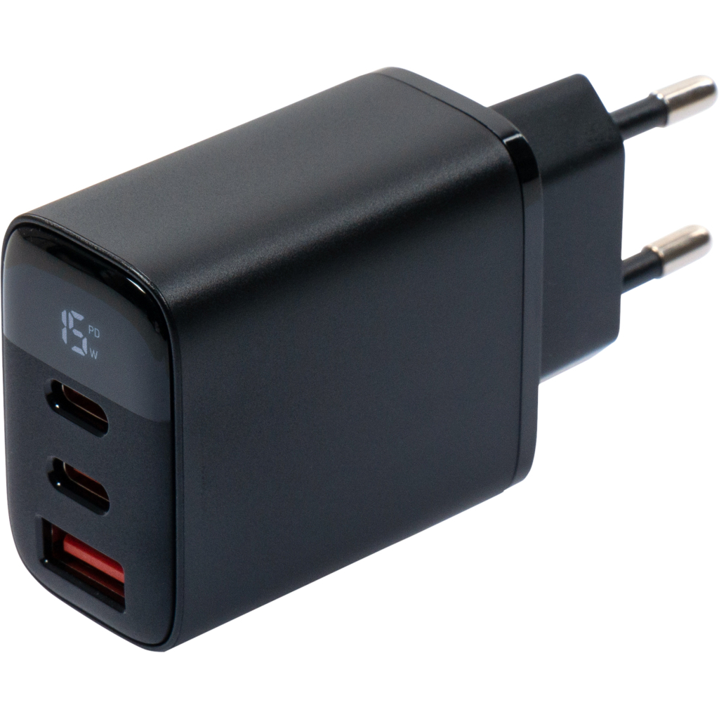 Зарядний пристрій Vinga 2xUSB-C PD30W + USB-A QC30W Display 30W Max (VCR30ACCDB) - зображення 2