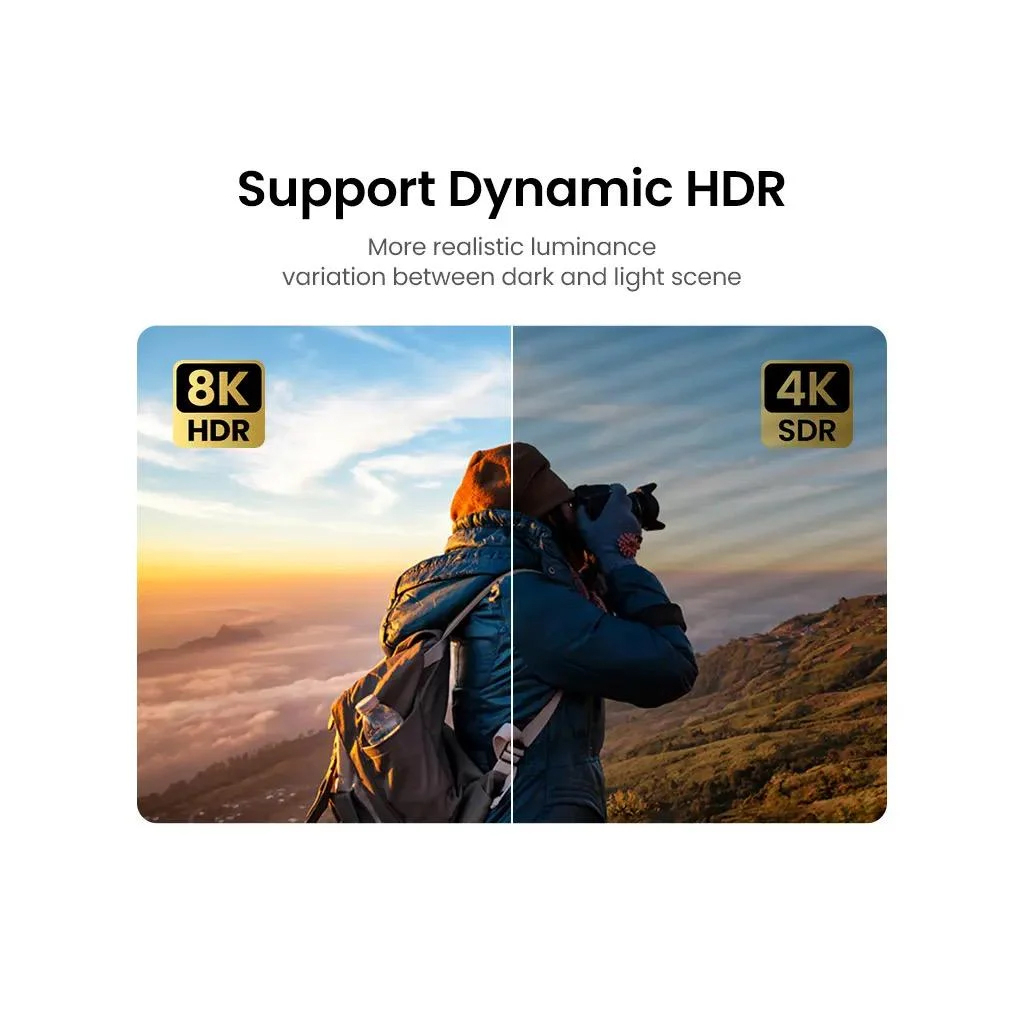 Кабель мультимедійний HDMI M to HDMI F 0.5m 8K HD151 black UGREEN (40400) - зображення 3