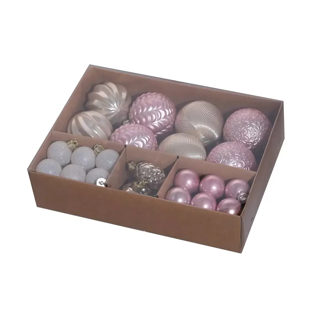 Ялинкова іграшка Chomik пластикові кульки матові 16 шт, 3 см, салатовий, рожевий, блакитний (5900779832923) - зображення 1