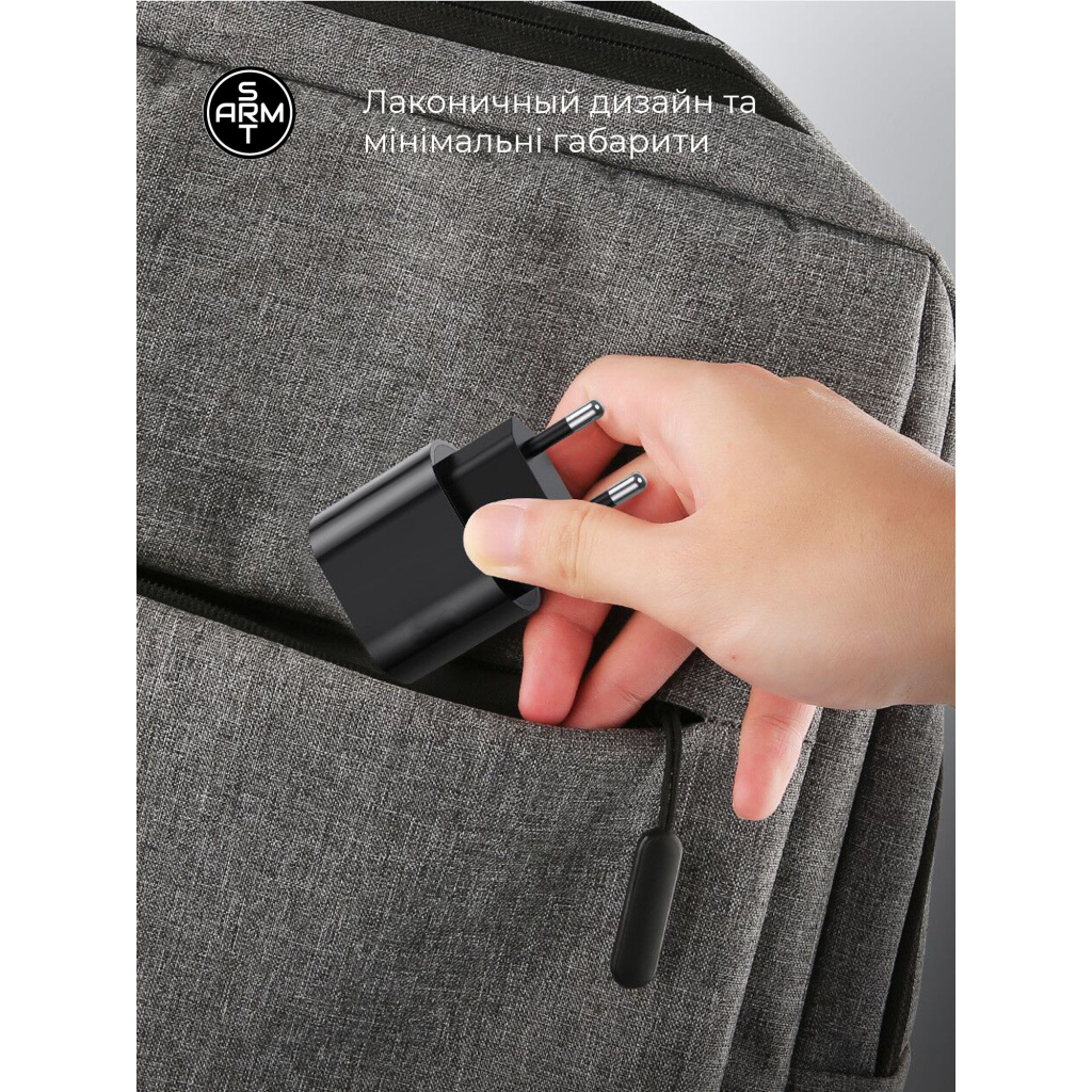 Зарядний пристрій Armorstandart ABMHJ83 20W USB-C Black + cable USB-C to USB-C (ARM77723) - зображення 4