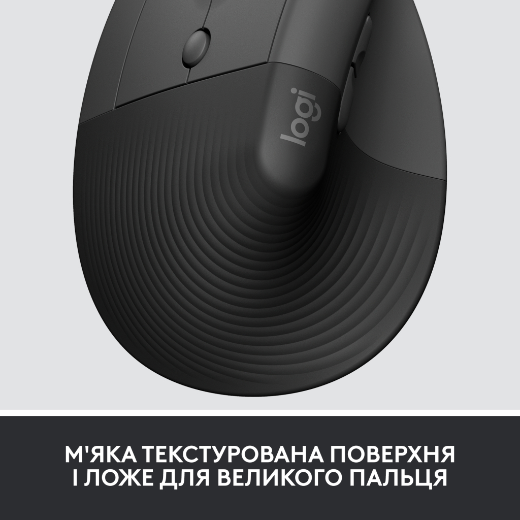 Мишка Logitech Lift Left Vertical Ergonomic Wireless/Bluetooth for Business Graphite (910-006495) - зображення 3