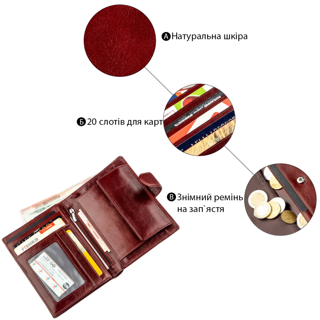 Гаманець Boston Шкіряний Коричневий (18818) - зображення 4