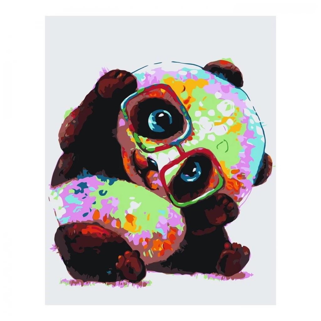 Картина по номерам Strateg Різнобарвна панда 30х40 см (SV-0055) - зображення 1