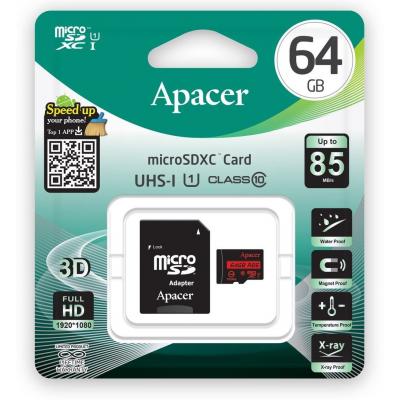 Карта пам'яті Apacer 64GB microSDXC class 10 UHS-I U1 (AP64GMCSX10U5-R) - зображення 3
