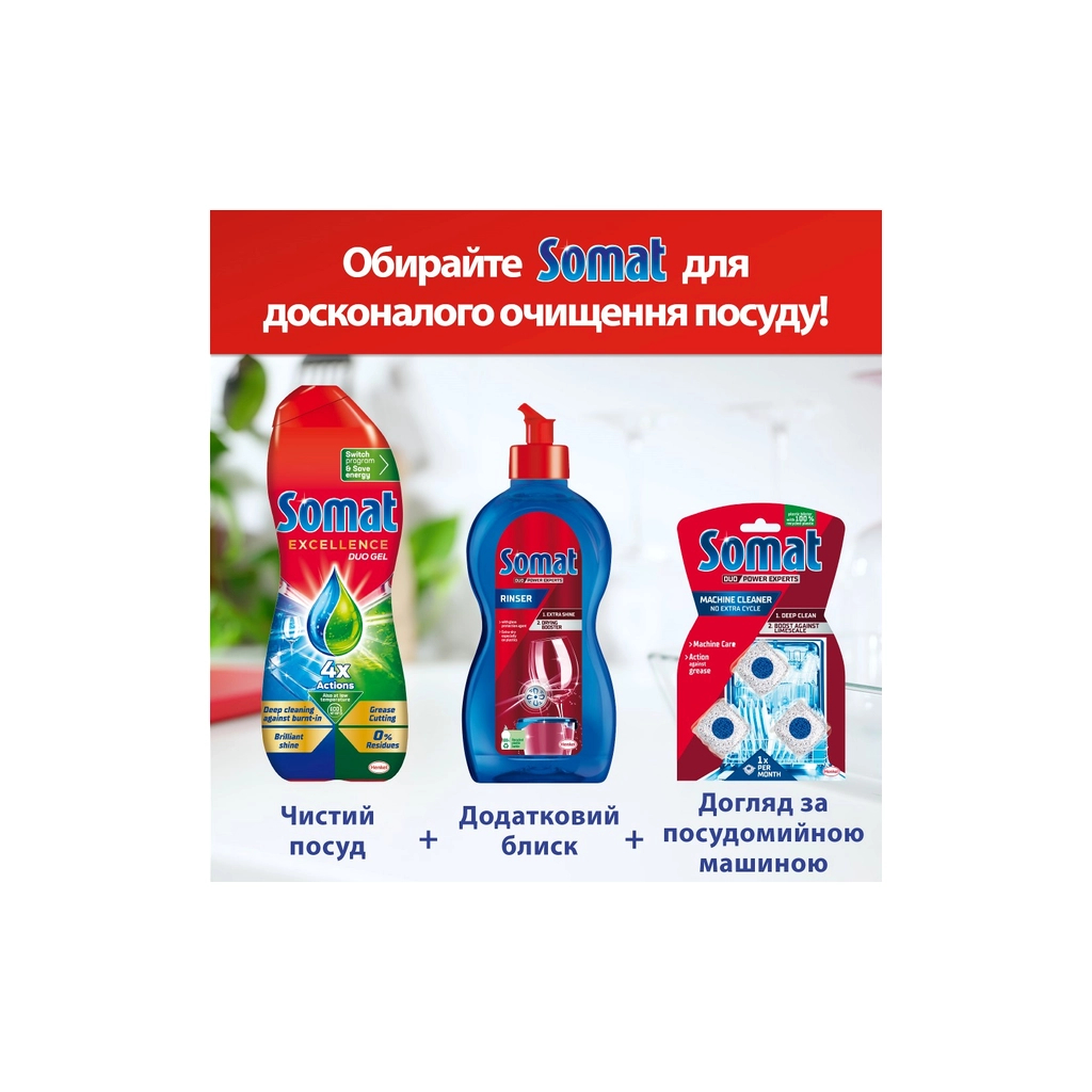 Гель для миття посуду в посудомийці Somat Excellence Duo Gel Антижир 810 мл (9000101570854) - изображение 12