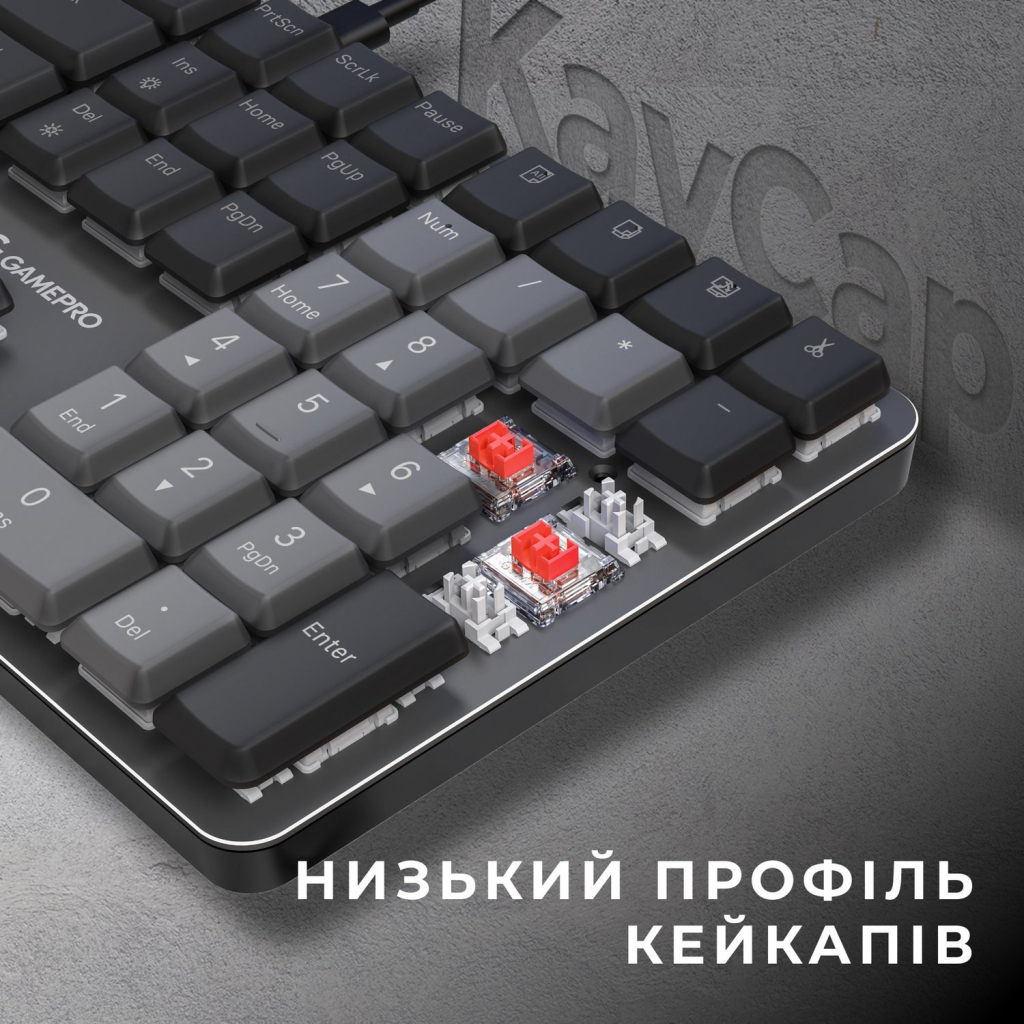Клавіатура GamePro MK145R Red Swich Low Profile USB Dark Gray (MK145R) - изображение 5