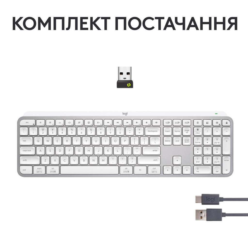 Клавіатура Logitech MX Keys S Wireless UA Pale Grey (920-011588) - зображення 9