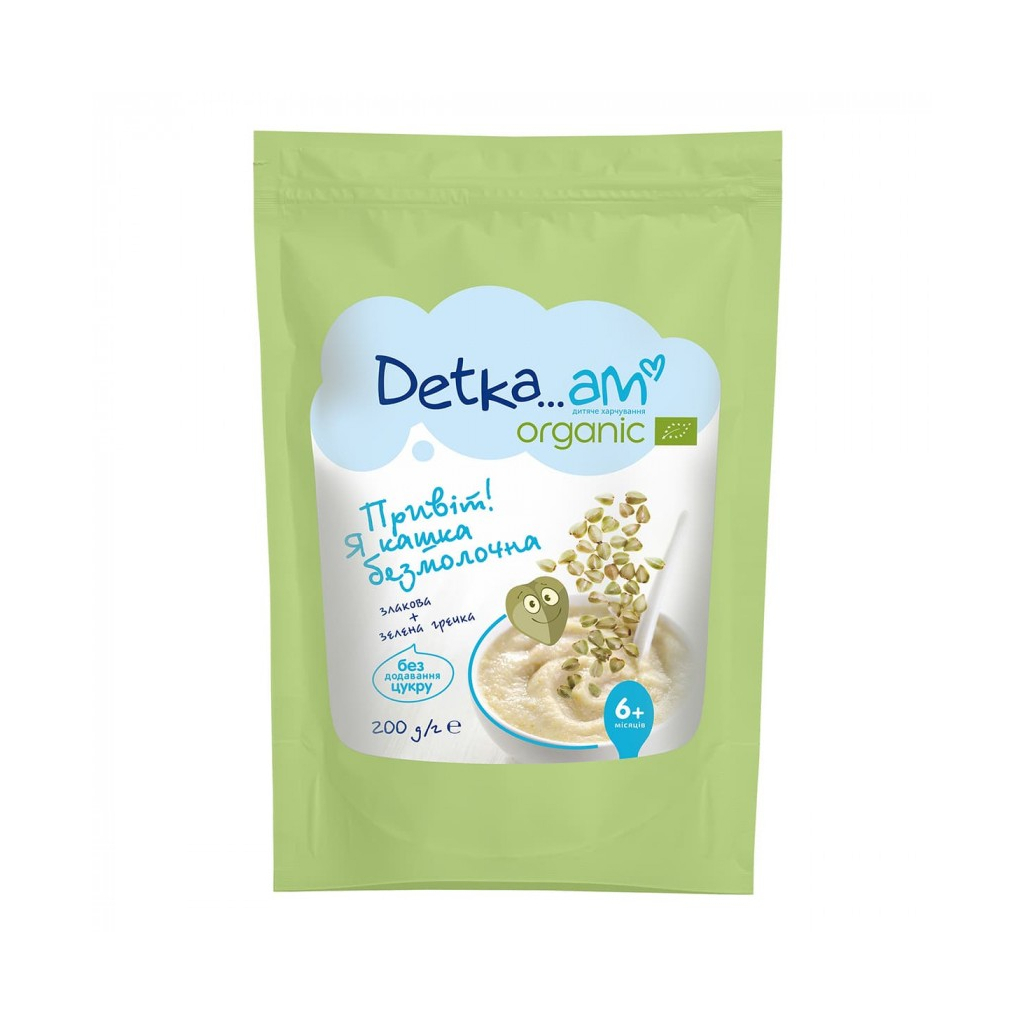 Дитяча каша Detka Am Organic безмолочна злакова із зеленою гречкою 200 г (4820001521085) - зображення 1