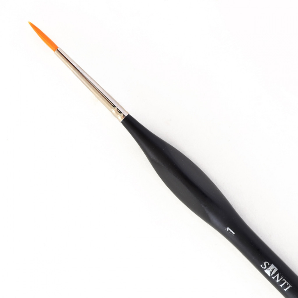 Пензлик для малювання Santi синтетика Sensation, коротка ручка з вигином, кругла, №1 (310772) - зображення 2