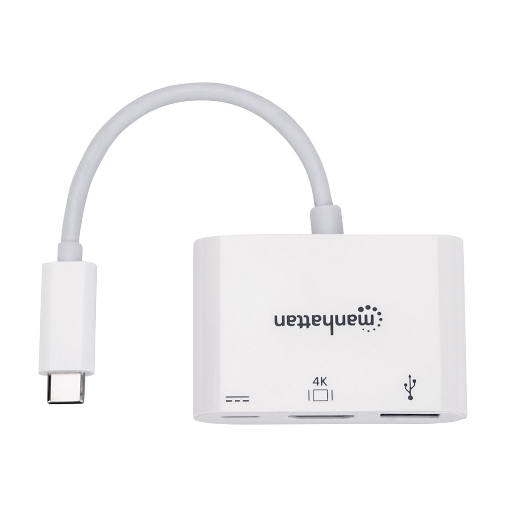 Концентратор Intracom USB3.1 Type-C to HDMI/USB 3.0/PD 60W 4-in-1 White Manhattan (152945) - зображення 4