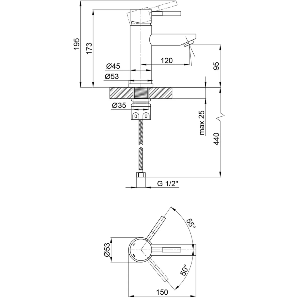 Душовий гарнітур Kroner Armada-C064K + змішувач Hagen-C010 + змішувач Bidet-C082 (CVS30203) - изображение 12