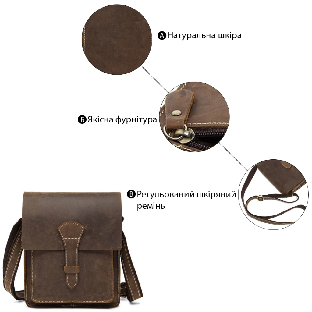 Сумка Vintage Чоловіча Коричнева (14660) - зображення 5