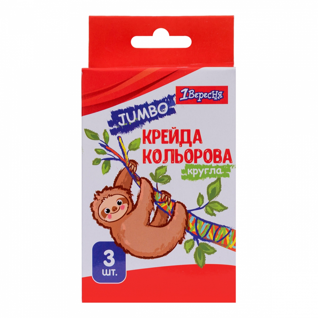 Крейда 1 вересня кольорова 3 шт. JUMBO "Zoo Land" (400439) - зображення 1