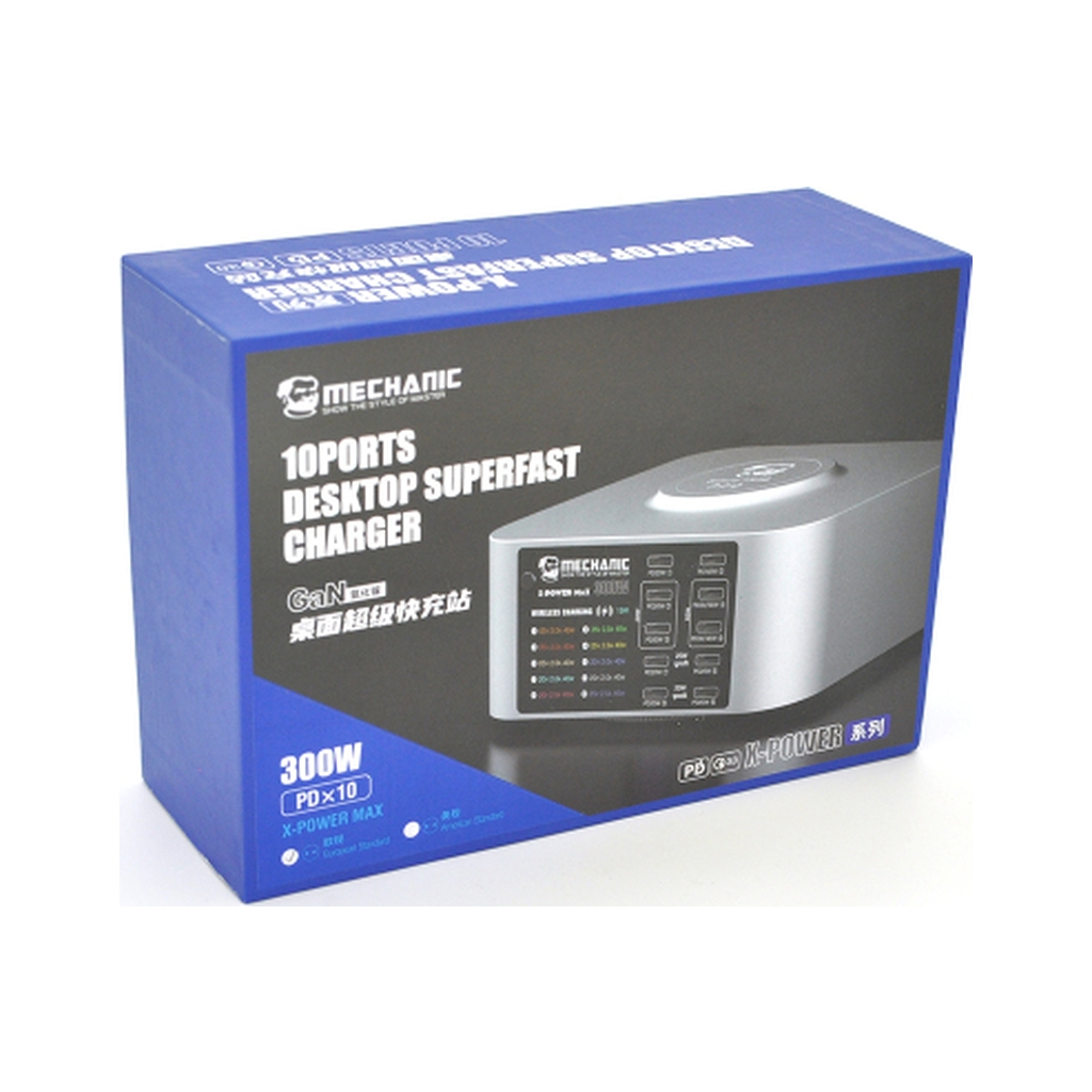Зарядний пристрій MECHANIC 10xUSB-C PD + Wireless Charging 15W LED indication 300W black (X-Power Max) - зображення 5