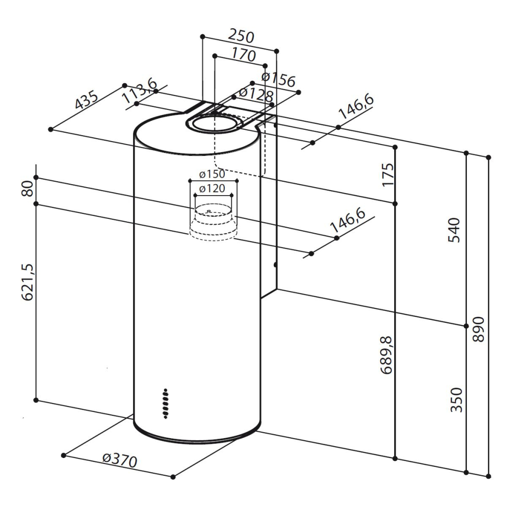 Витяжка кухонна Faber Cylindra Plus Bk Matt A37 (335.0606.998) - зображення 3