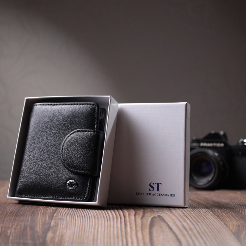 Гаманець ST Leather З натуральної шкіри Чорний (22725) - зображення 11