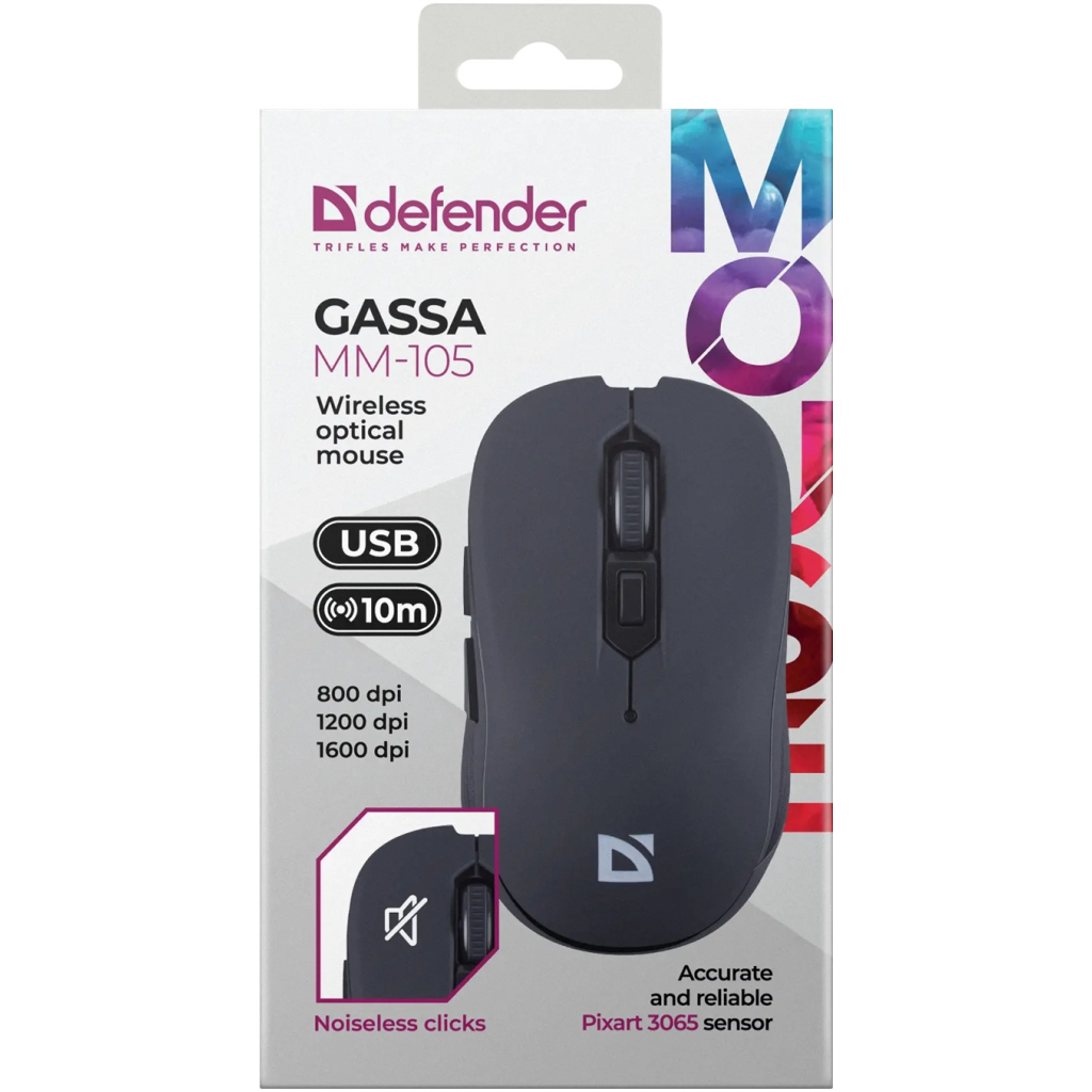 Мишка Defender Gassa MM-105 Wireless Black (52105) - зображення 6