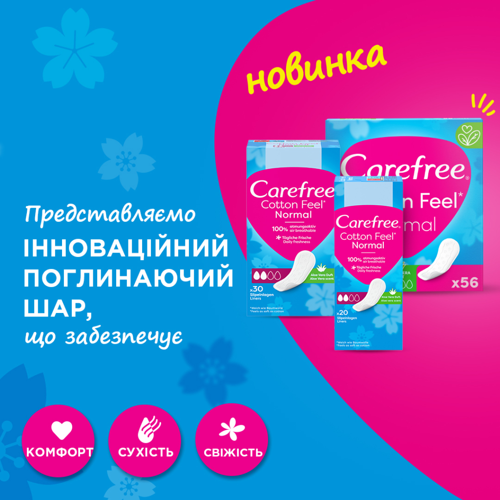 Щоденні прокладки Carefree М'якість бавовни з Алое 56 шт. (3574661486307) - зображення 4