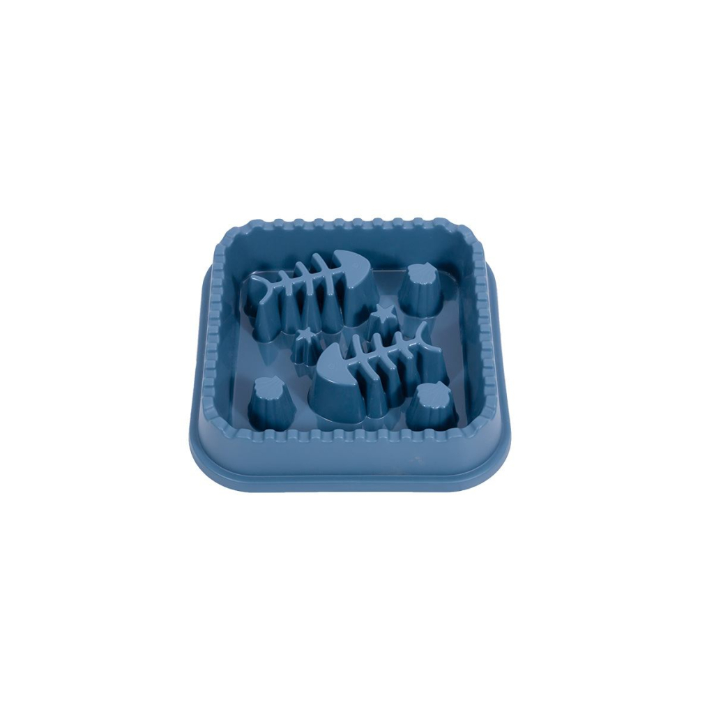 Посуд для котів WahoPet Миска для повільного годування з рибками 200 мл блакитна (2700000023686) - зображення 1