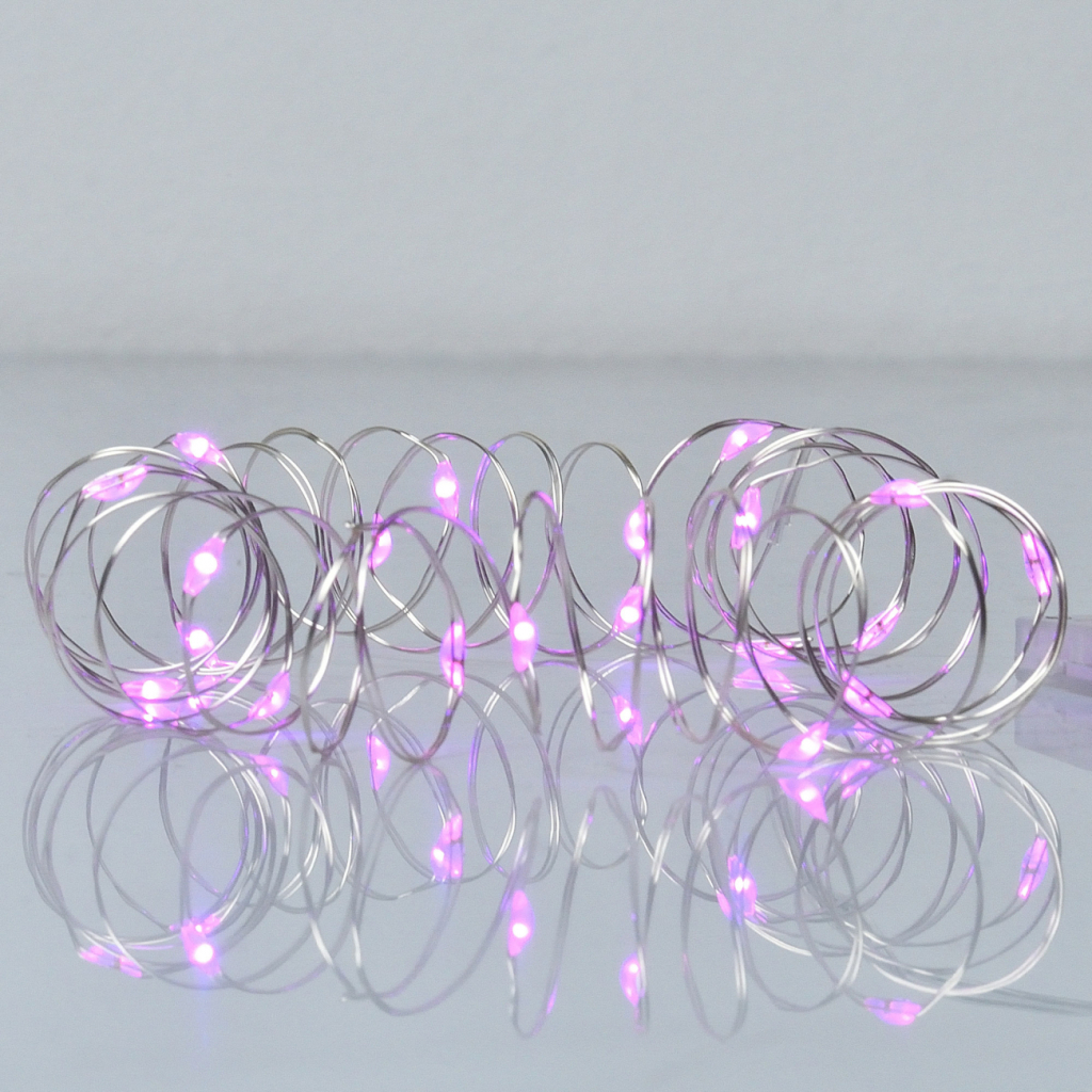 Гірлянда YES! Fun Нитка на мідному дроті 20 LED Рожева 2 м Статична На батарейках (975024) - зображення 1