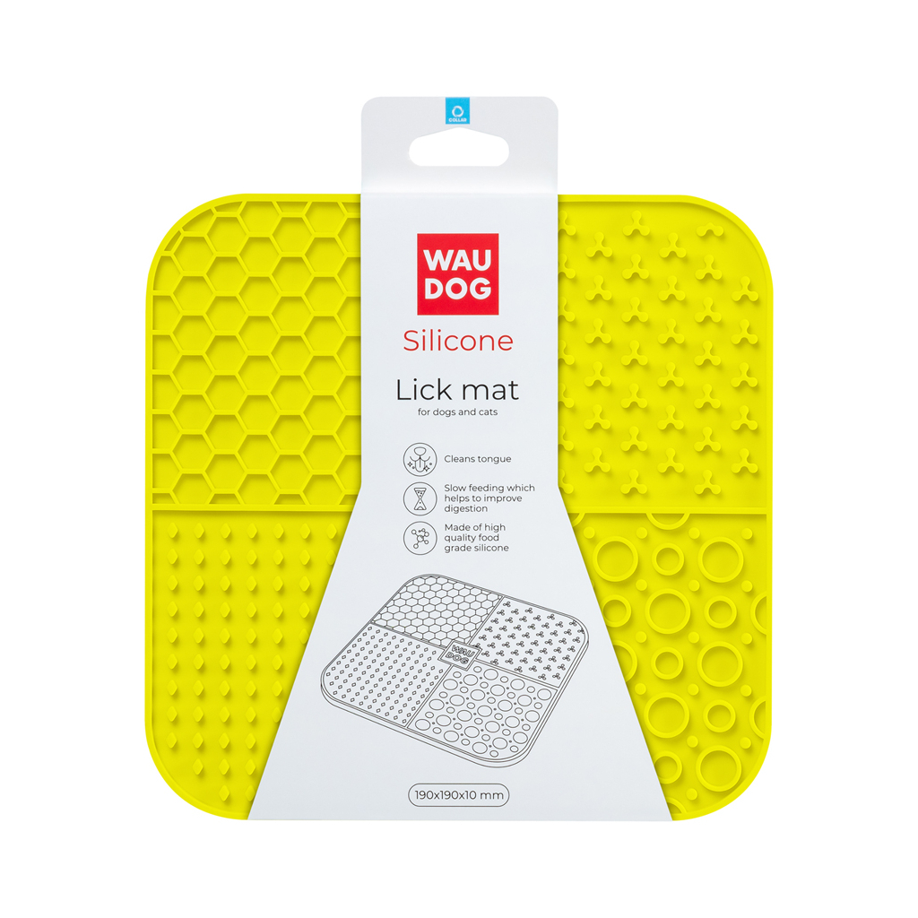 Універсальний посуд для тварин WAUDOG Silicone Килимок для злизування 19х19х1 см жовтий (23528) - изображение 2