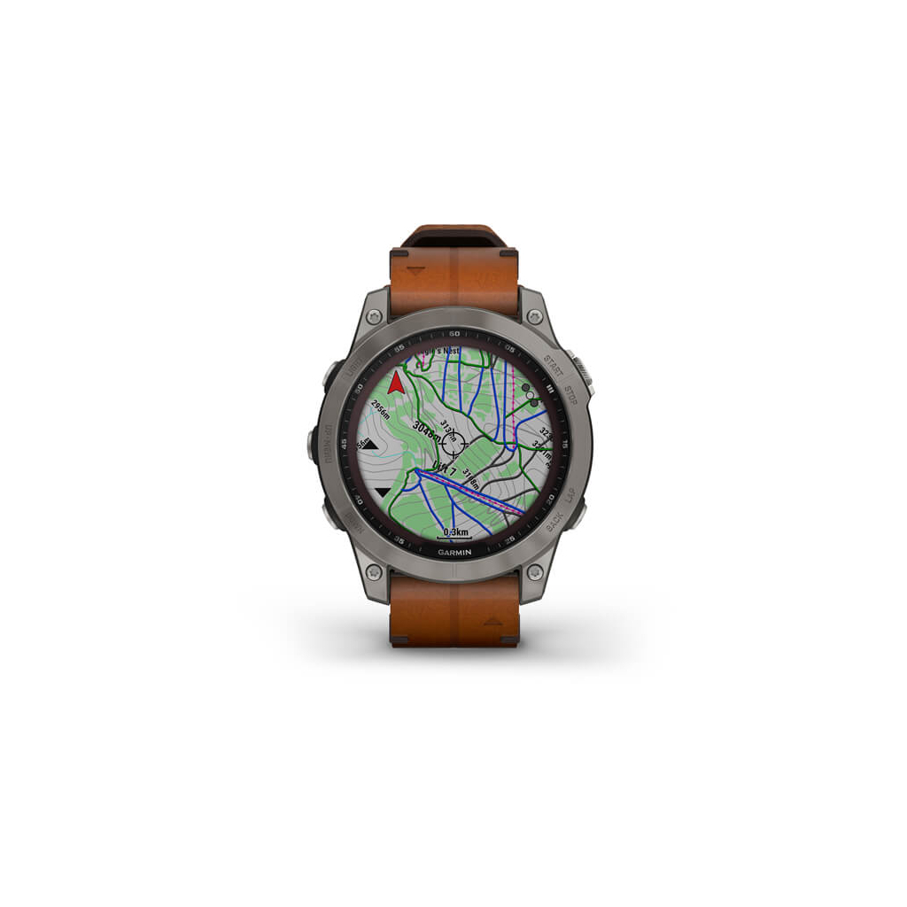 Смарт-годинник Garmin fenix 7 Sapph Solar Titanium w/ Chestnut Leather Band, GPS (010-02540-31) - зображення 3