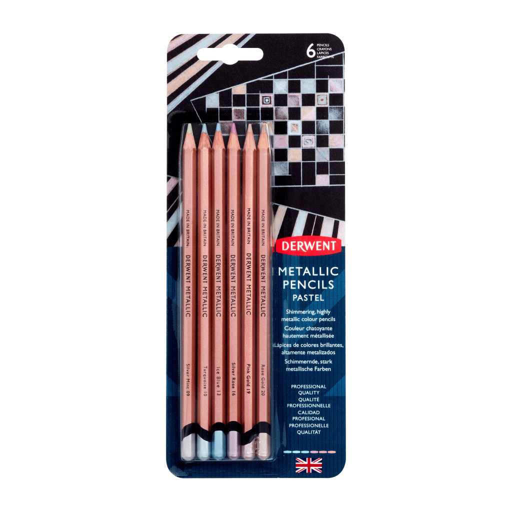 Олівці кольорові Derwent Metallic PASTEL, 6 кольорів (5028252598620) - зображення 1