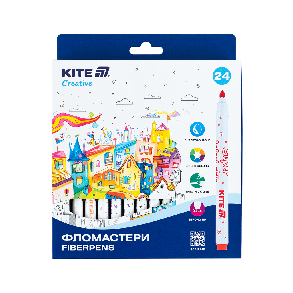Фломастери Kite Creative Superwashable 24 кольорів (K-1153) - зображення 1