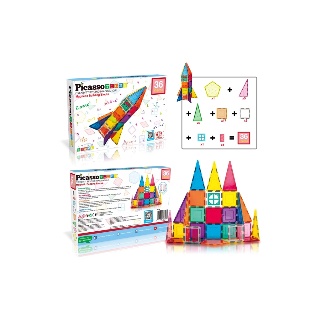 Конструктор Picasso магнітний Tiles Magnetic Building Blocks 36 деталей (817338027971) - зображення 5