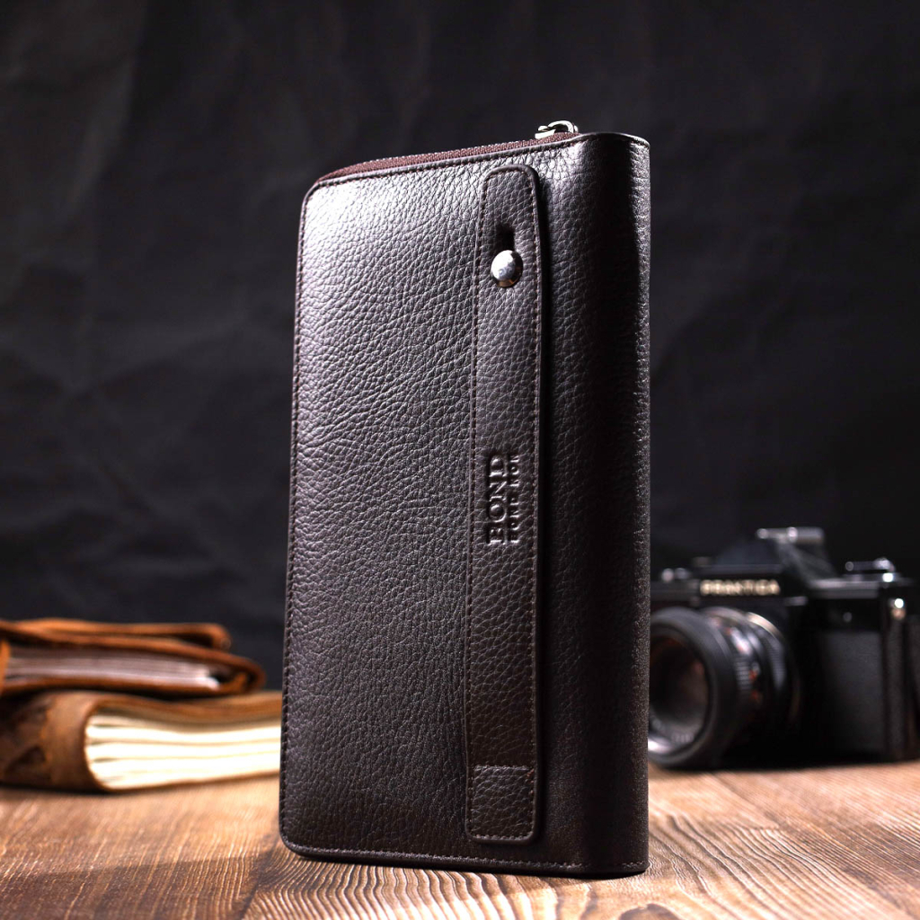 Гаманець Bond Accessories З одним відділенням з натуральної шкіри Коричнева (22032) - зображення 8