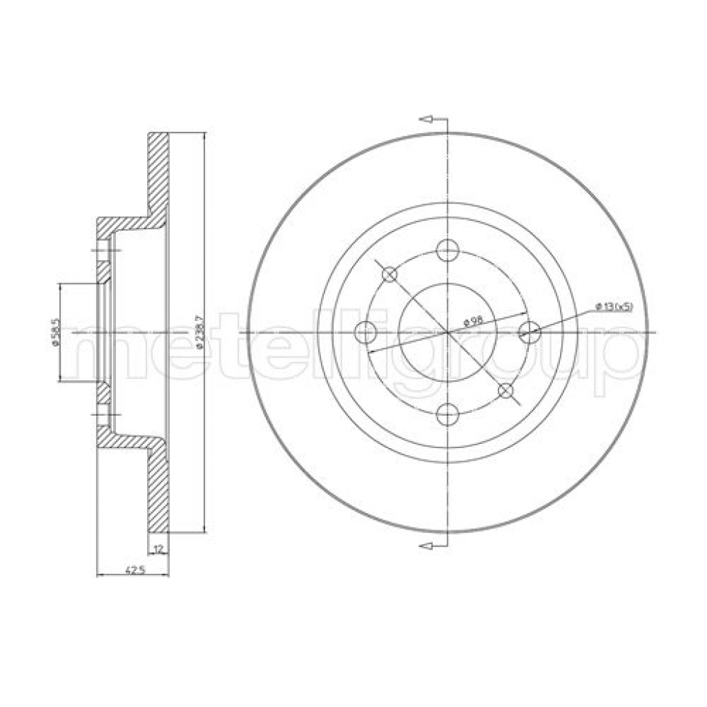 Гальмівний диск METELLI 23-0205 - зображення 1