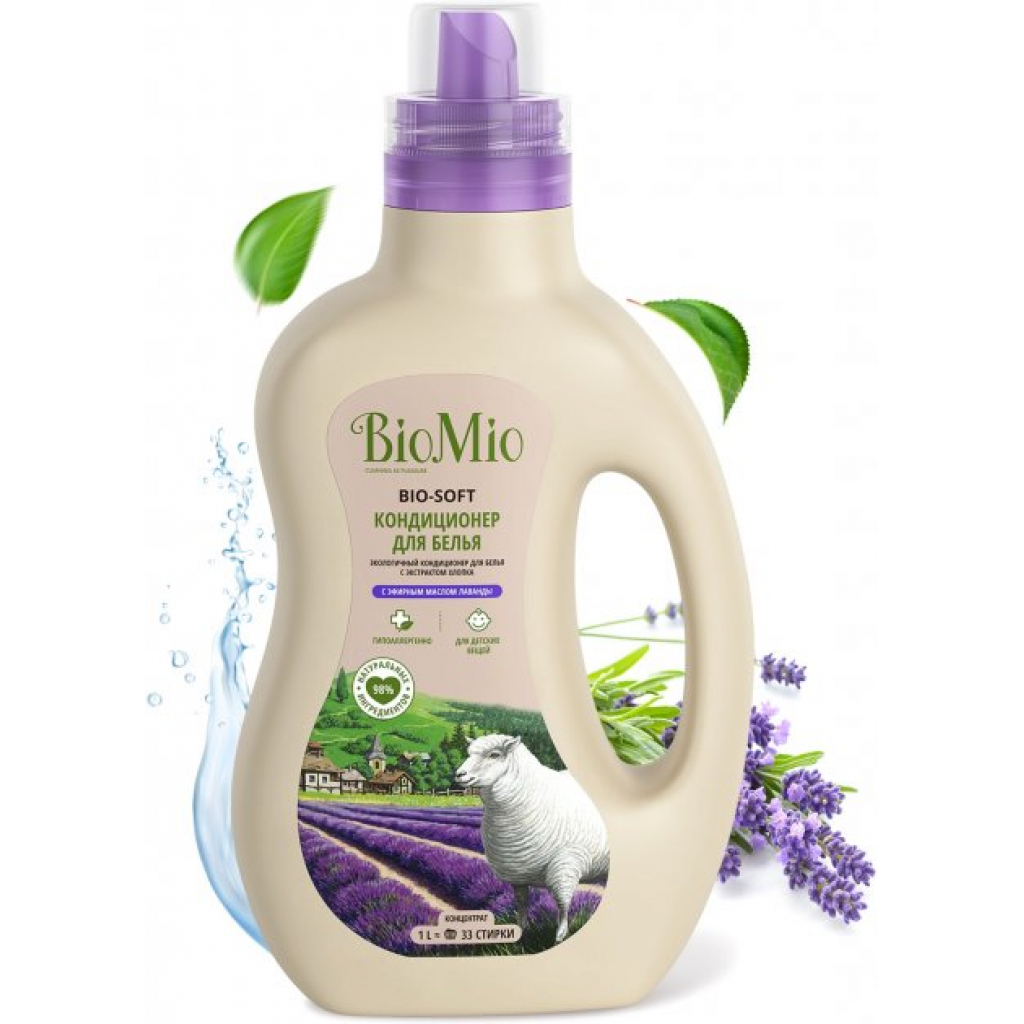 Кондиціонер для білизни BioMio Bio-Soft з лавандою і екстрактом бавовни 1 л (4603014008824) - зображення 1