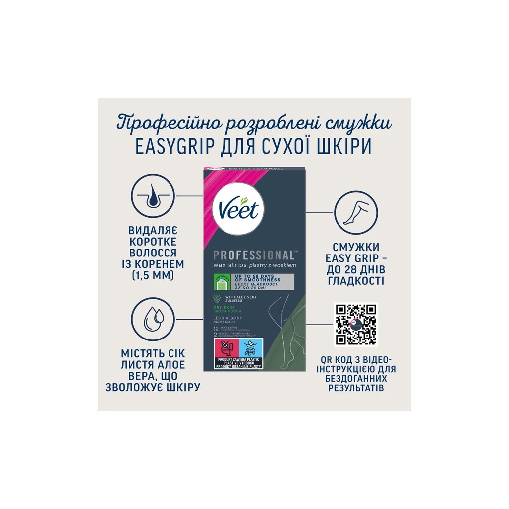 Воскові смужки Veet Professional для сухої шкіри з Алоє вера 12 шт. (8410104511340) - зображення 3