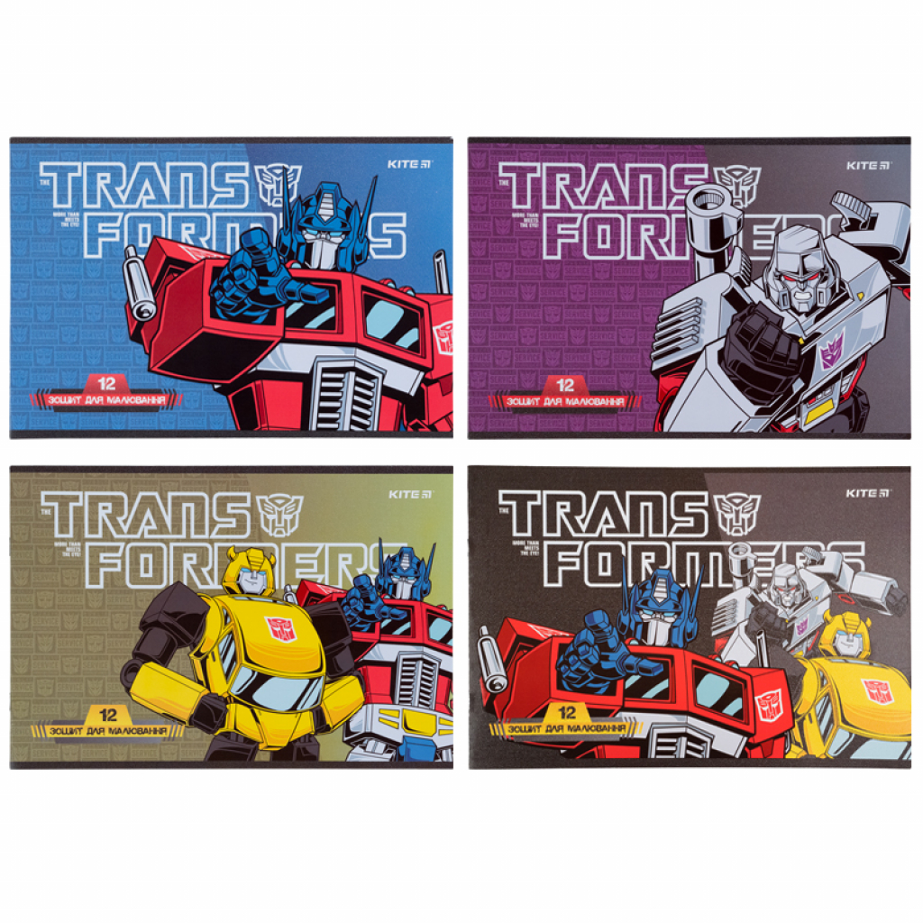Альбом для малювання Kite Transformers скоба 12 аркушів 4 дизайни (TF21-241) - зображення 1