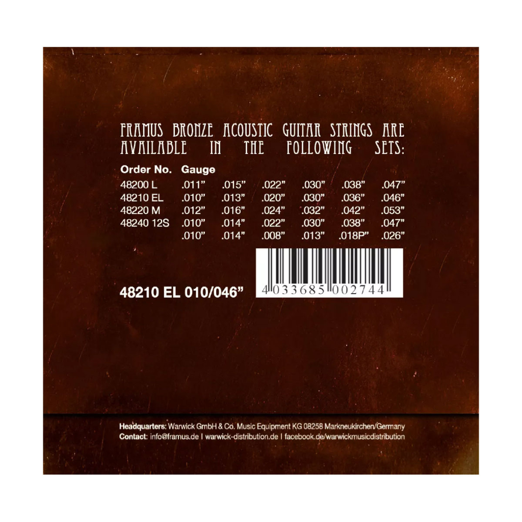 Струни для гітари Framus Bronze Extra Light (10-46) (48210 EL) - зображення 2