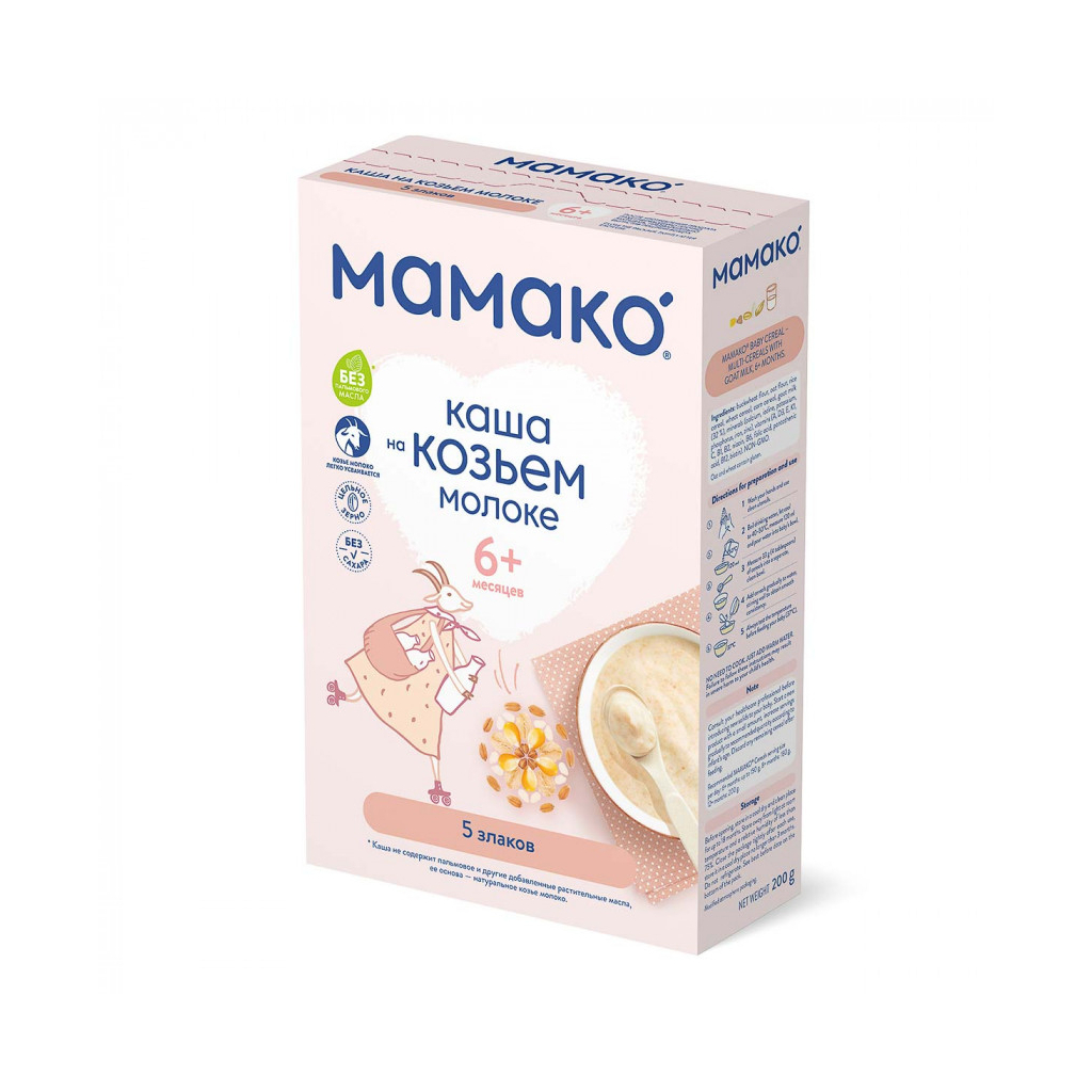 Дитяча каша MAMAKO 5 злаків на козячому молоці 200 г (4607088795802) - изображение 1